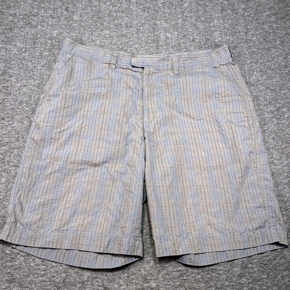 Patagonia Men 36 Thrift Shorts 10" Blue Seersucker Plaid Outdoor Flat Front Hike